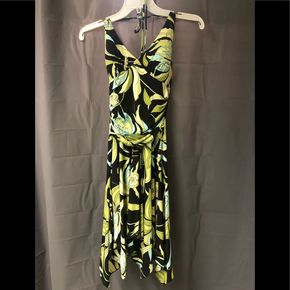 Asymmetrical halter style dress. EUC